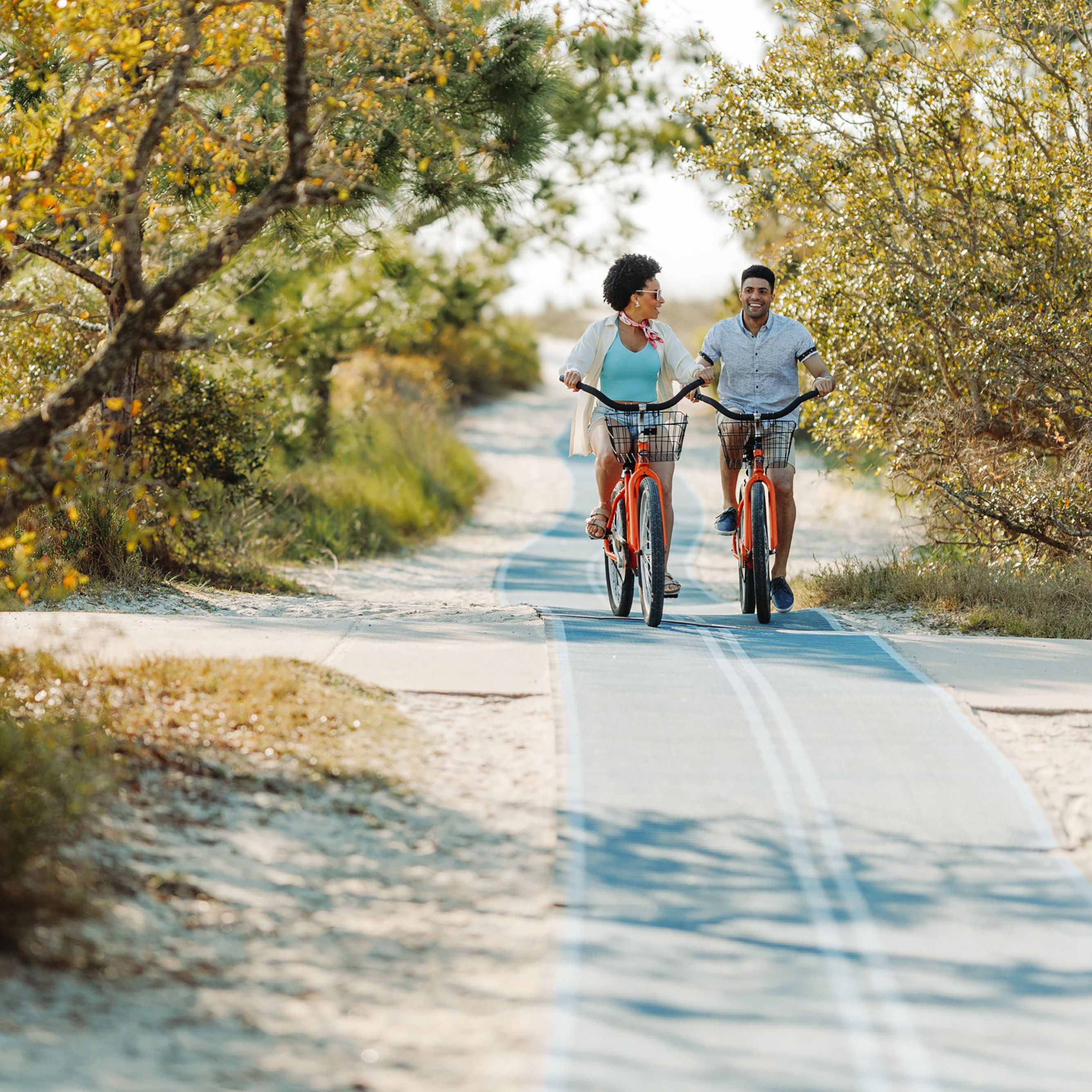 Couple biking